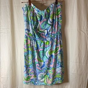 Lilly Pulitzer Strapless Paisley Sundress in Blue, Pink & Green